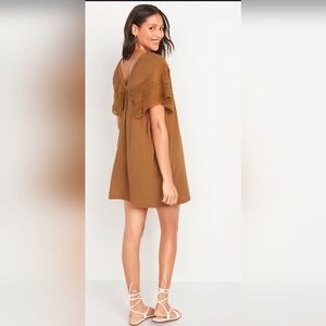 Old Navy Brown Flutter Sleeve Sundress